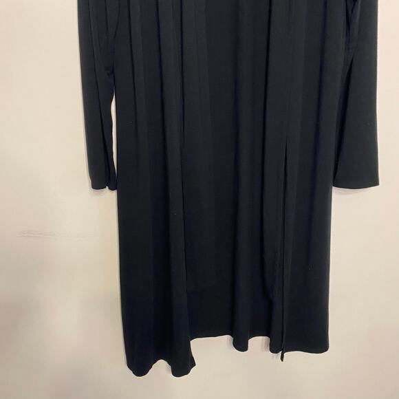 J Jill Black Long Open Sweater Cardigan Teacher Long Sleeve Tie Front Medium - Picture 3 of 12